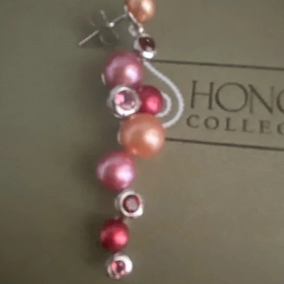 Honora Pink and Red Pearl Earrings - Picture 2 of 4